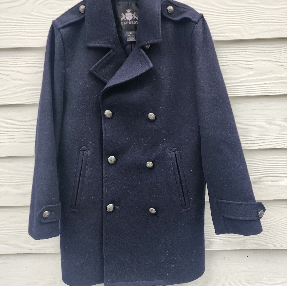 M Express Navy Double Breadted Peacoat